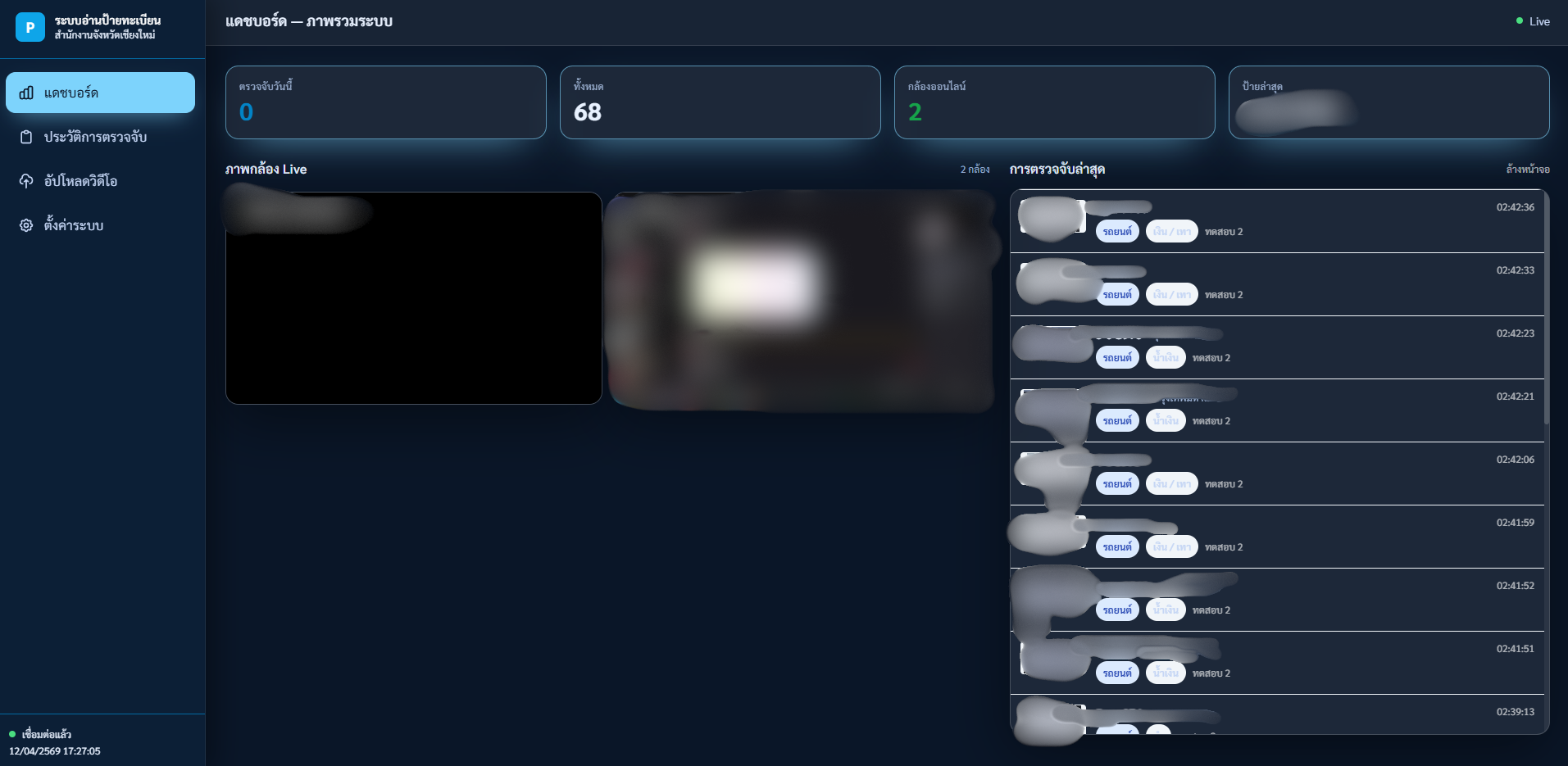 OCR System Dashboard Screenshot